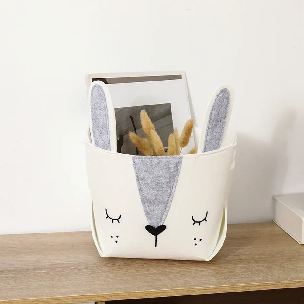 Animal DIY Storage Box Foldable Felt Fabric Nursery Organizer Toy Basket 3