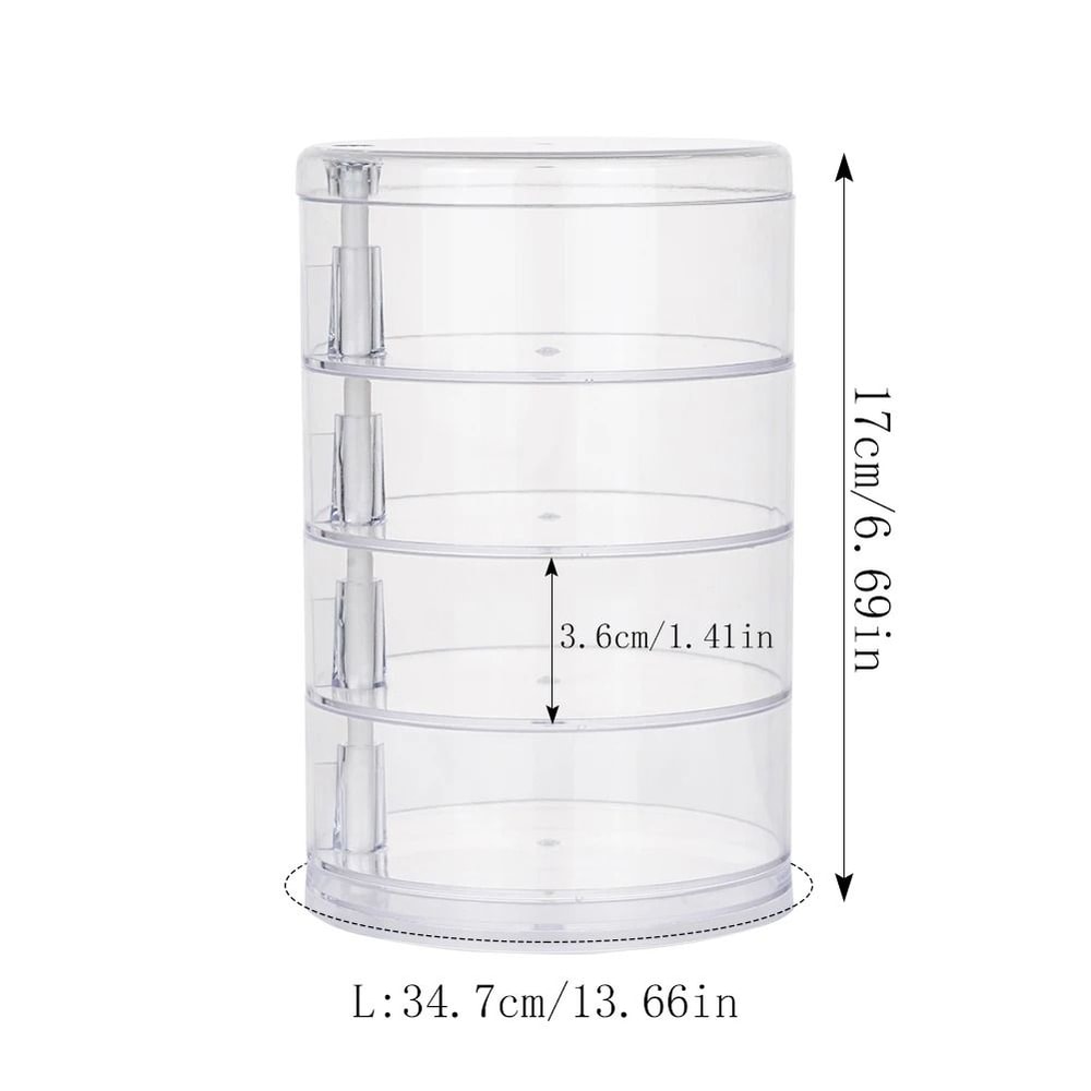 Rotating Jewelry Storage Box MultiLayer Round Makeup Accessory Organizer 10