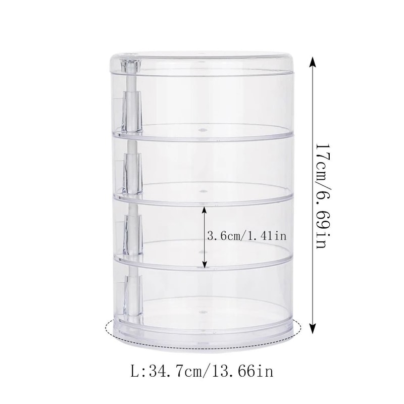 Rotating Jewelry Storage Box MultiLayer Round Makeup Accessory Organizer 10