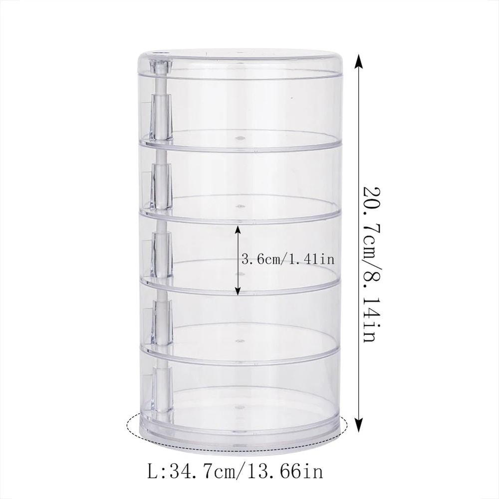 Rotating Jewelry Storage Box MultiLayer Round Makeup Accessory Organizer 11