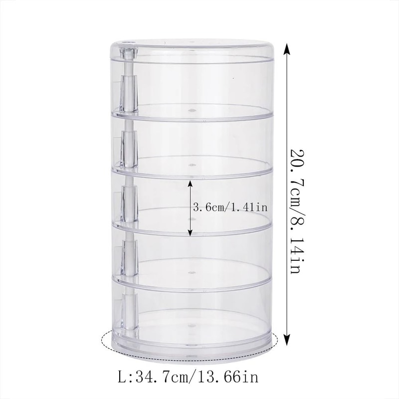 Rotating Jewelry Storage Box MultiLayer Round Makeup Accessory Organizer 11