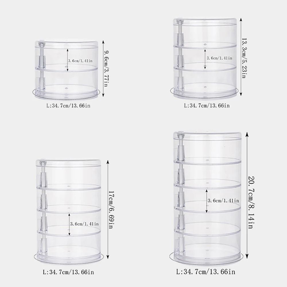 Rotating Jewelry Storage Box MultiLayer Round Makeup Accessory Organizer 6
