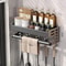 WallMount Utensil Spice Organizer Multifunctional Kitchen Hanging Storage Shelf With Hooks 6