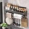 WallMount Utensil Spice Organizer Multifunctional Kitchen Hanging Storage Shelf With Hooks 8