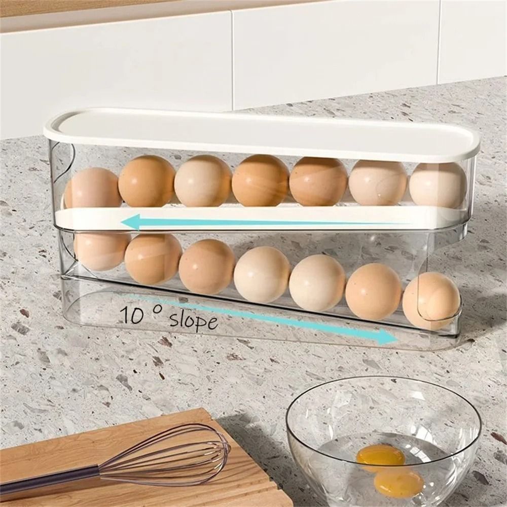 SlideType Automatic Egg Roller DoubleTier SpaceSaving Refrigerator Countertop Organizer 3