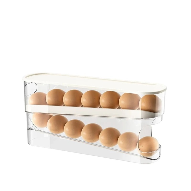 SlideType Automatic Egg Roller DoubleTier SpaceSaving Refrigerator Countertop Organizer 6