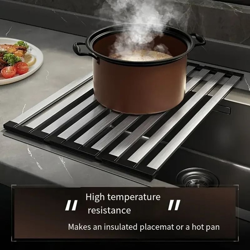 304 Stainless Steel Sink Drain Rack Foldable Telescopic Dish Rack Kitchen Drain Basket 4