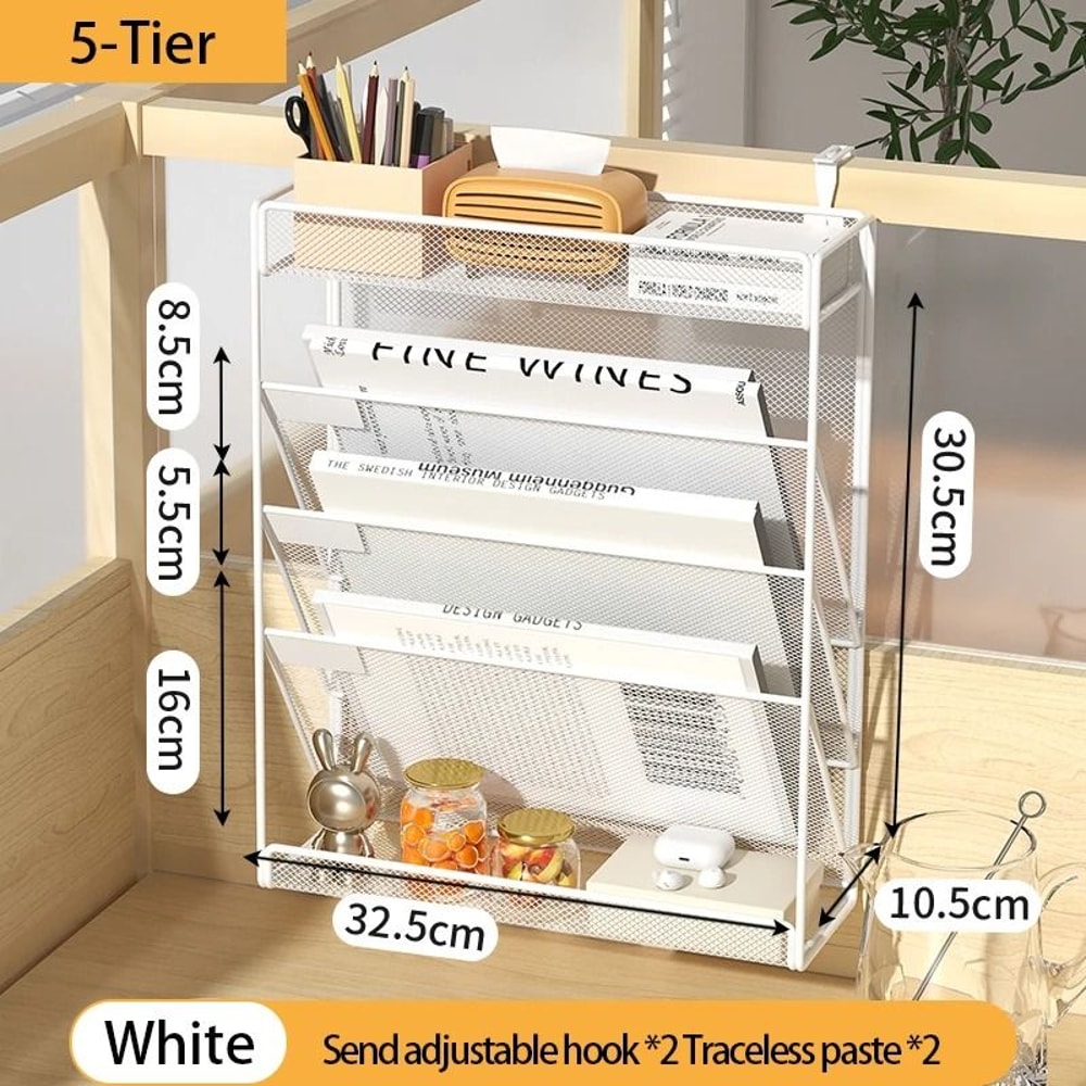 5Tier Mesh Desk File Organizer Vertical Desktop WallMount Document Rack 10