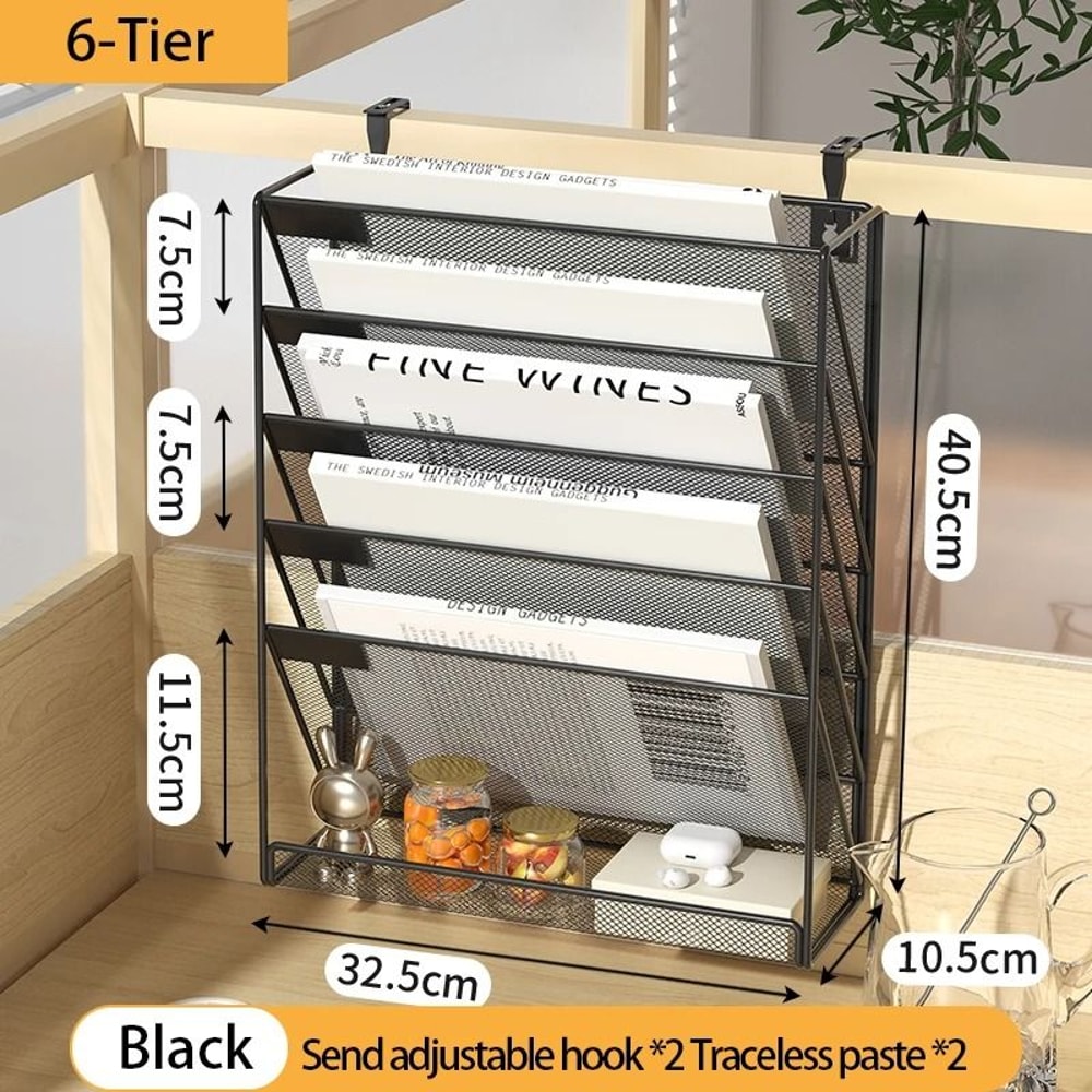5Tier Mesh Desk File Organizer Vertical Desktop WallMount Document Rack 8