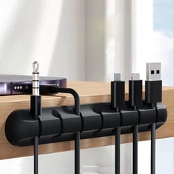 silicone cable cord organizer – multi-slot usb winder & self-adhesive management clips