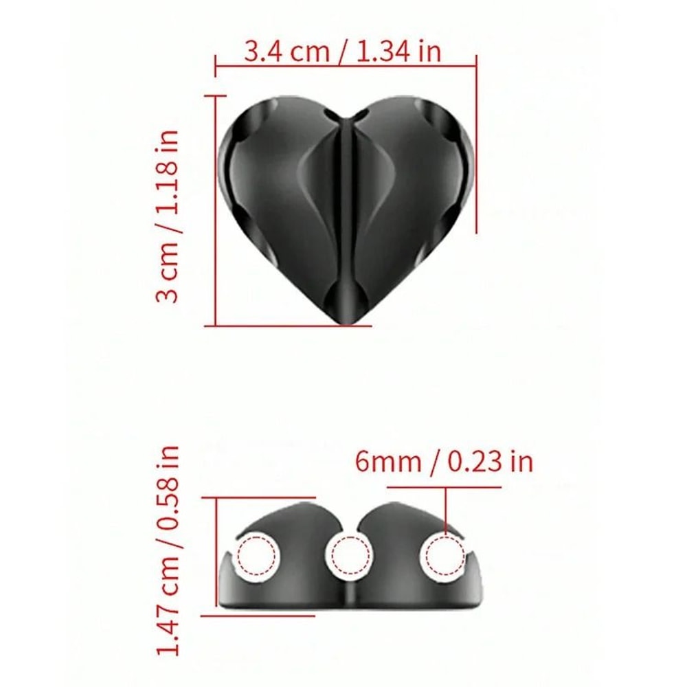 2Piece HeartShaped Mini Cable Winder Set Decorative USB Charging Cable Clips Desk Tidy Organizers 4