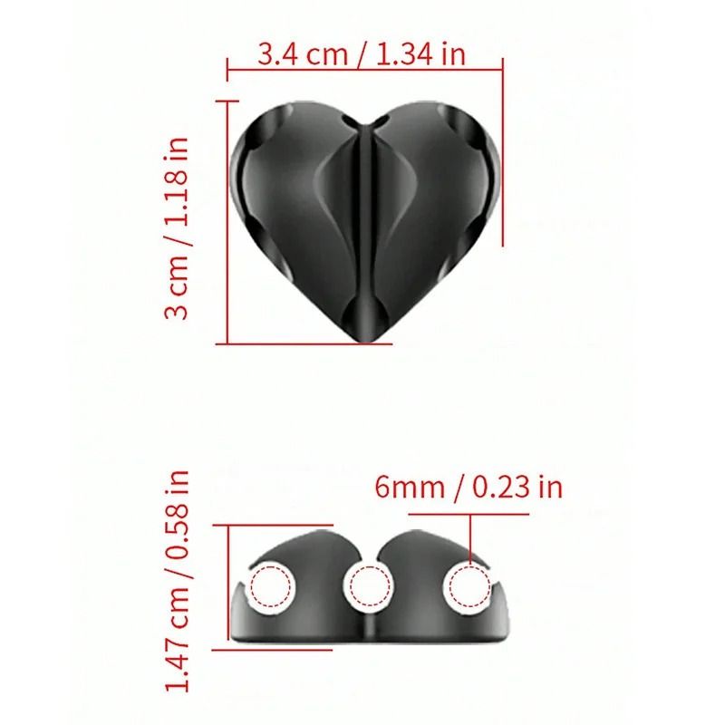 2Piece HeartShaped Mini Cable Winder Set Decorative USB Charging Cable Clips Desk Tidy Organizers 4