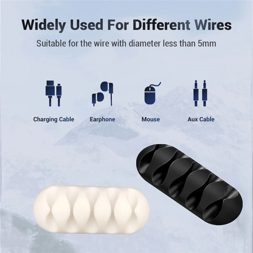 Silicone Round Cable Organizer MultiSlot USB Charger Cord Clips Desk Tidy Management System 5