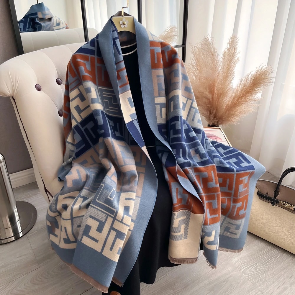 Luxury TwoSided Print Scarf Soft Warm Pashmina Coldproof Winter Blanket Shawl 2