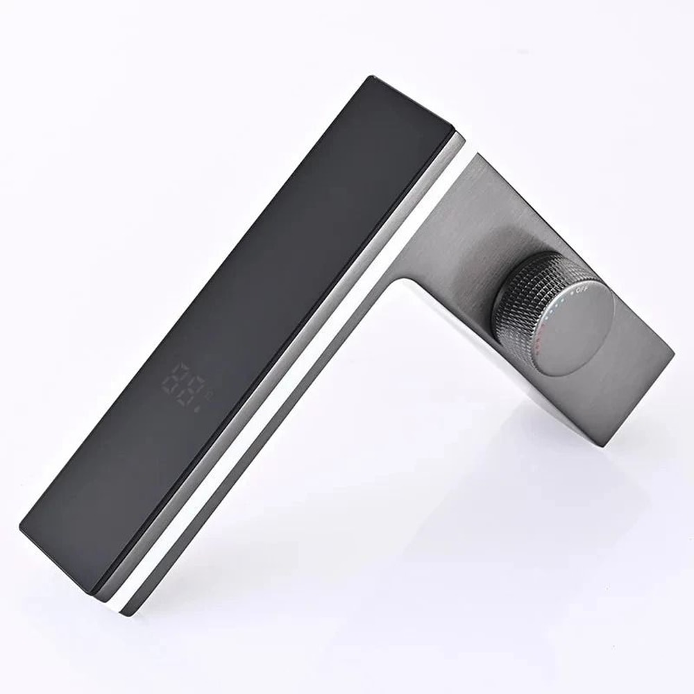 Digital Display Bathroom Basin Faucet Intelligent LED Brass DeckMounted Hot Cold Mixer Tap 6