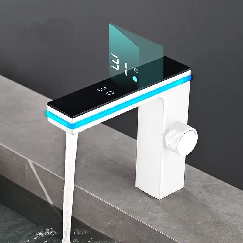 Digital Display Bathroom Basin Faucet Intelligent LED Brass DeckMounted Hot Cold Mixer Tap 8