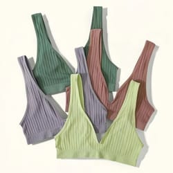 seamless deep v-neck ribbed push-up bralette