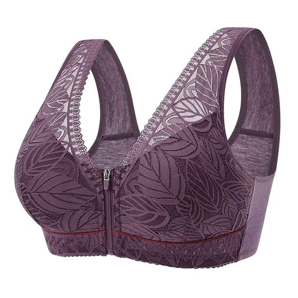 Lace FrontZipper Breathable Sports Yoga Bra 9