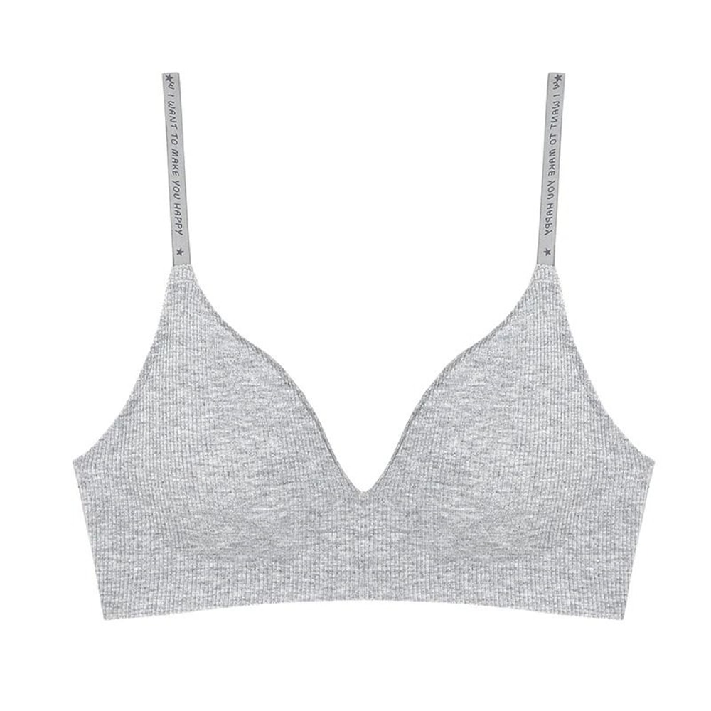 Deep V Ribbed Stripe Wireless Bralette 5