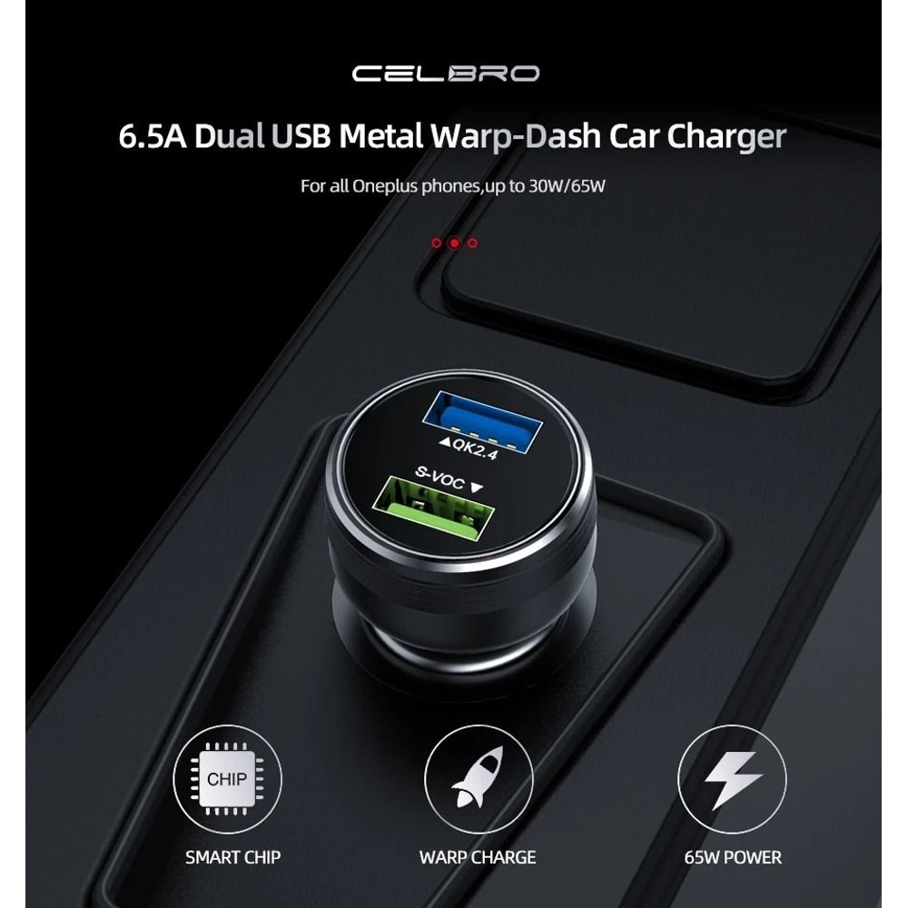 80W Dual USB SuperVOOC Fast Car Charger 3