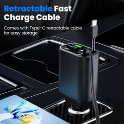 4-in-1 retractable fast car charger with starry ambient light