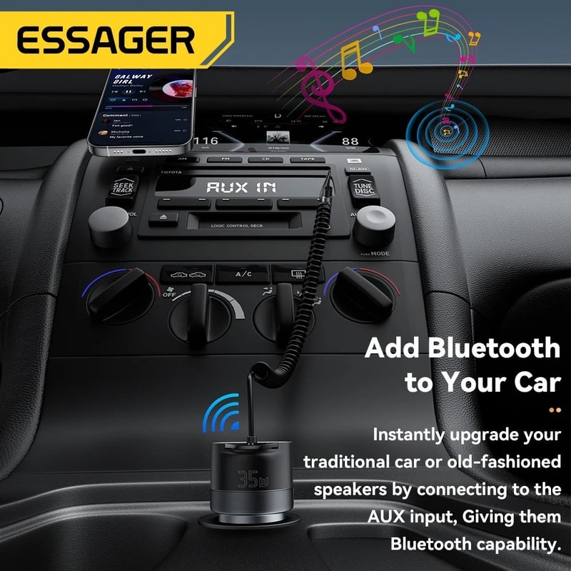 Bluetooth 53 Fast Charging Car AUX Adapter 2