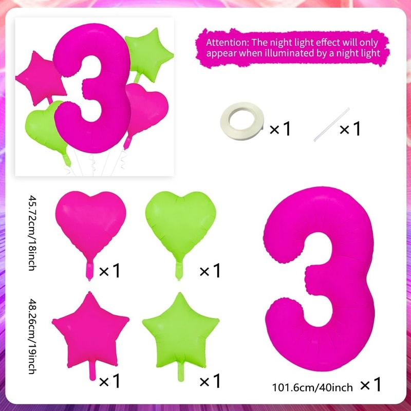 Neon Fluorescent Digital Balloon Set 9