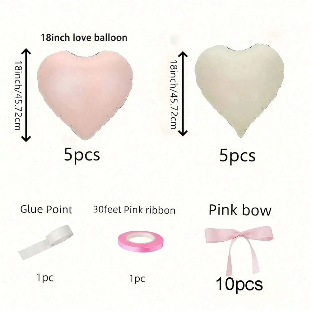 22Piece Pink And White Heart Balloon Set With Bowties 3