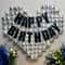 Happy Birthday Decorations Oversized Silver Mosaic Heart Glitter Banner 3