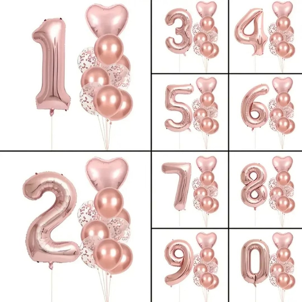 10Piece Rose Golden Foil Balloon Set 0