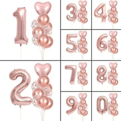 10-piece rose golden foil balloon set