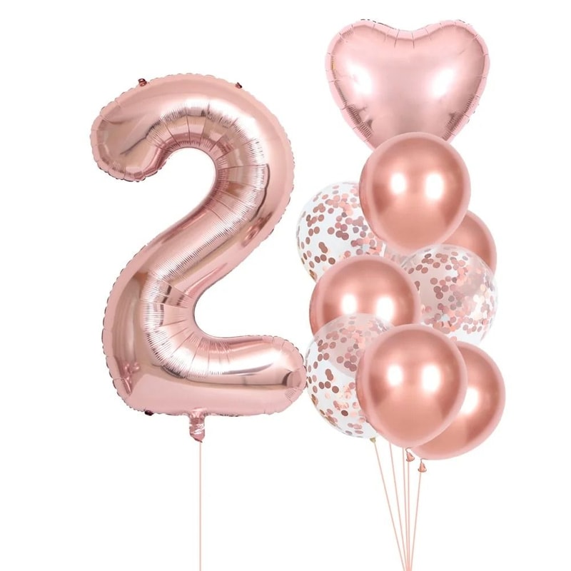 10Piece Rose Golden Foil Balloon Set 2