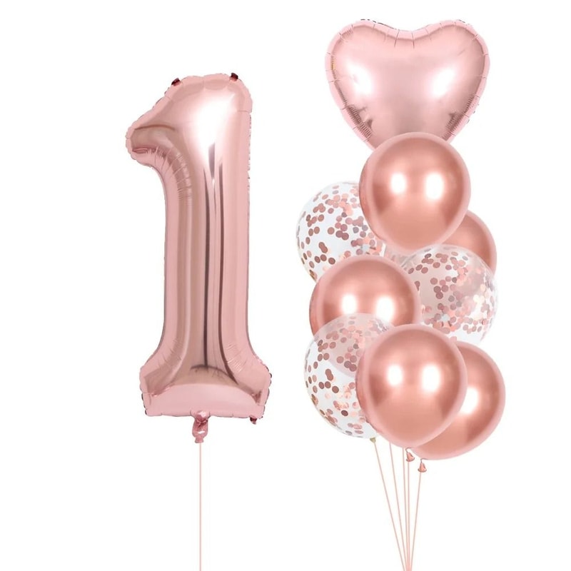 10Piece Rose Golden Foil Balloon Set 3