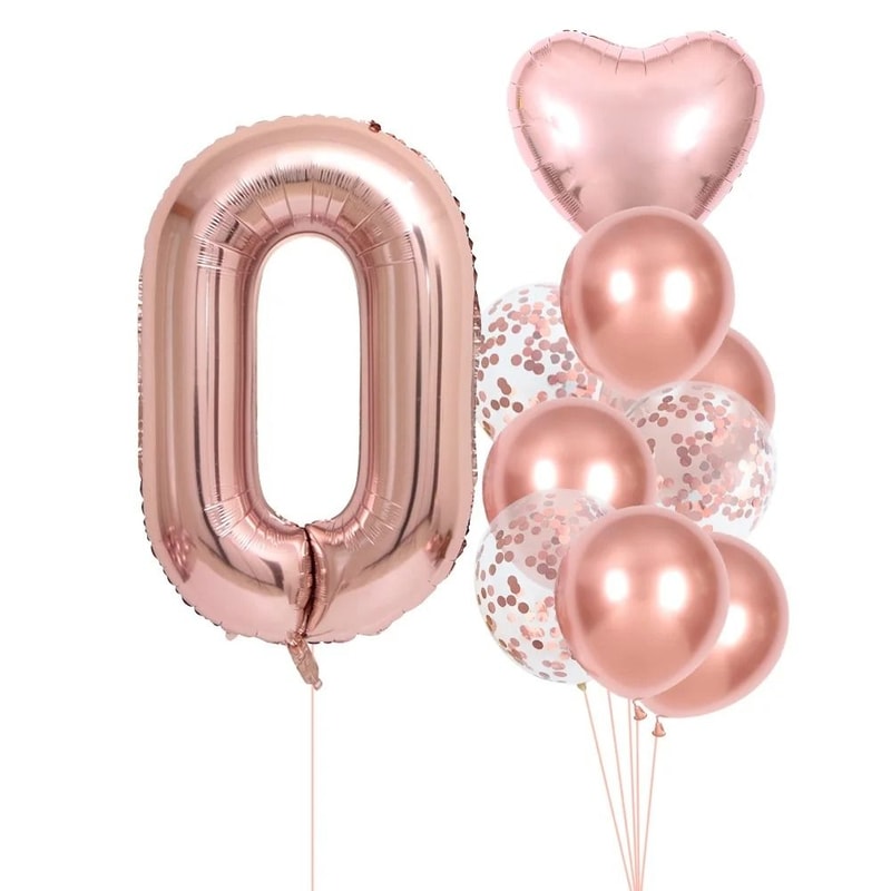10Piece Rose Golden Foil Balloon Set 7