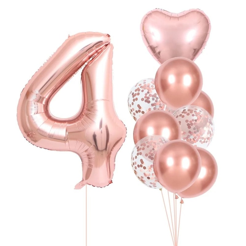 10Piece Rose Golden Foil Balloon Set 11