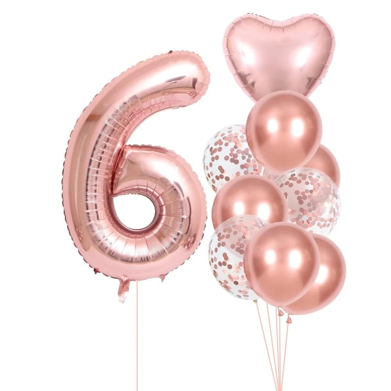 10Piece Rose Golden Foil Balloon Set 13