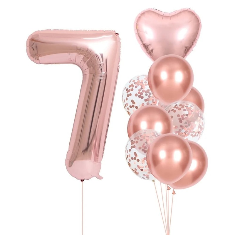 10Piece Rose Golden Foil Balloon Set 14
