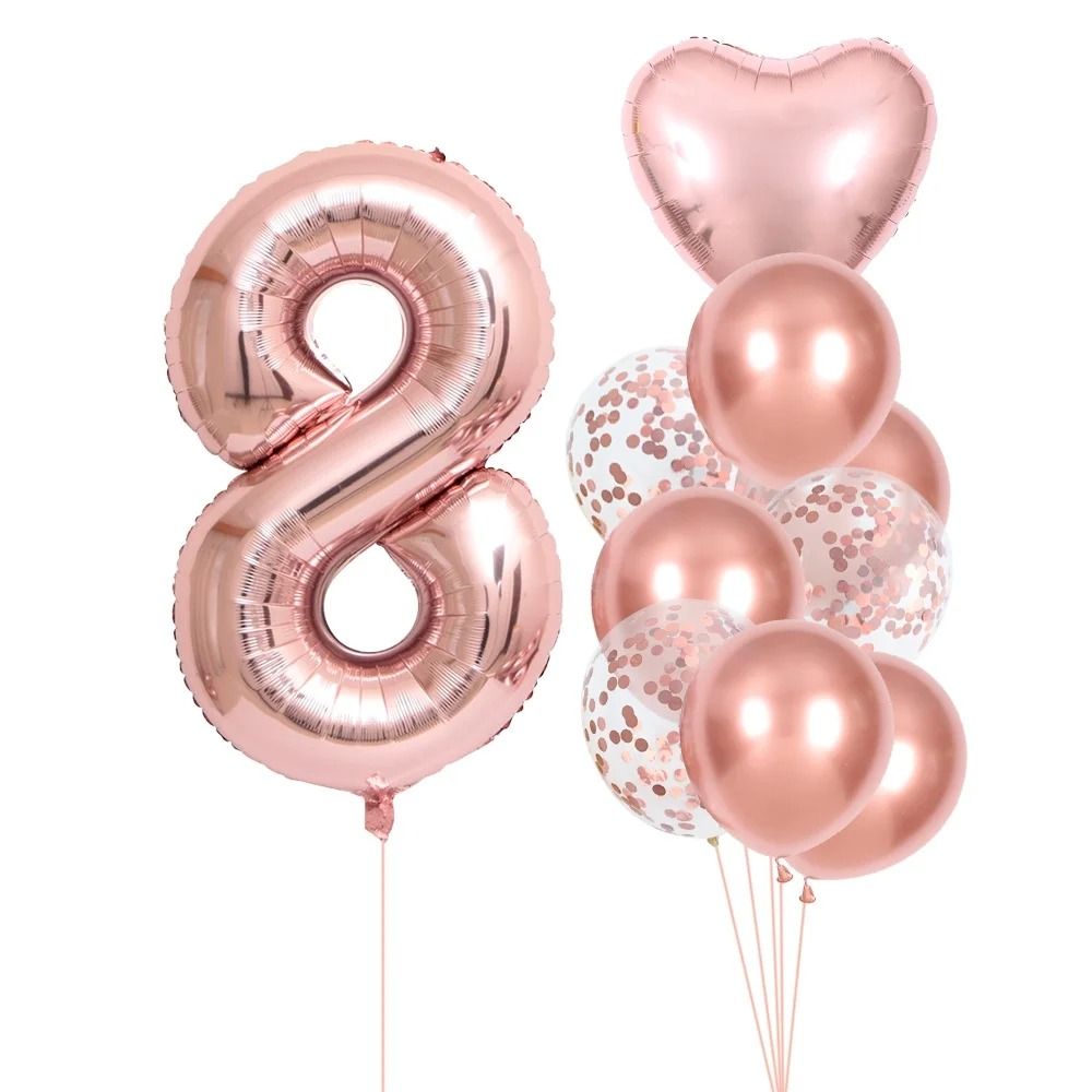 10Piece Rose Golden Foil Balloon Set 15