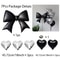 Bow Love Set Black Bows Silver Hearts Decor 6