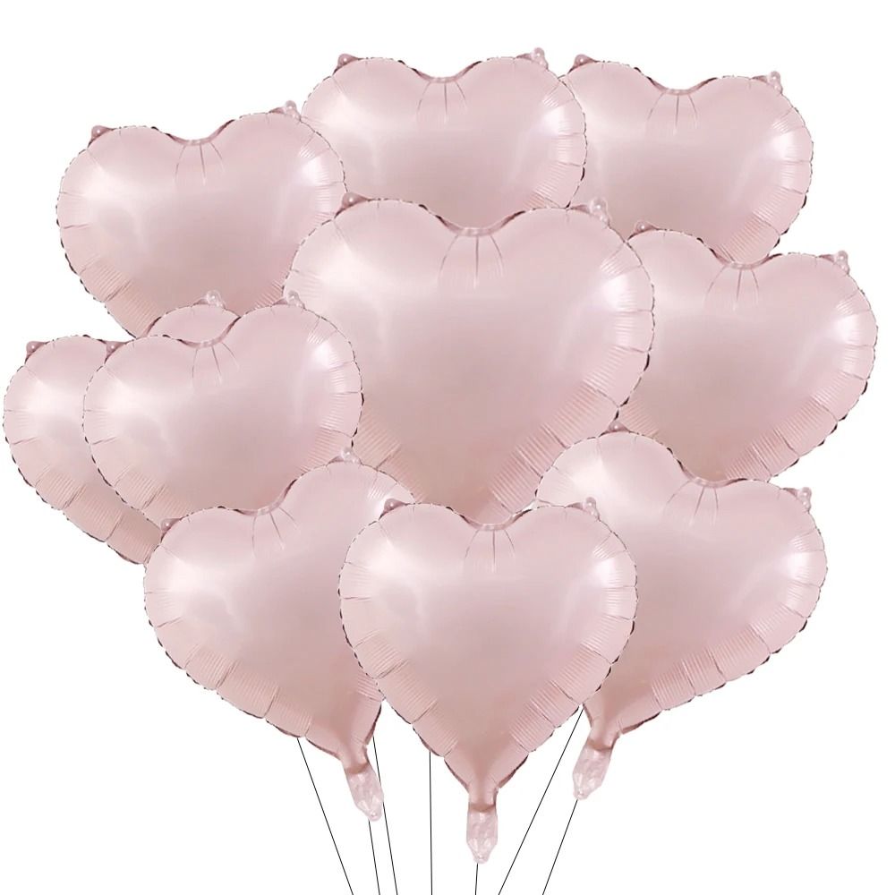 10Piece 18Inch Heart Foil Balloons Pink Sage Green Set 0