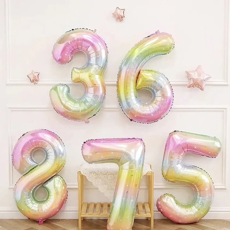 40Inch Pastel Rainbow Starry Sky Digital Balloon 0