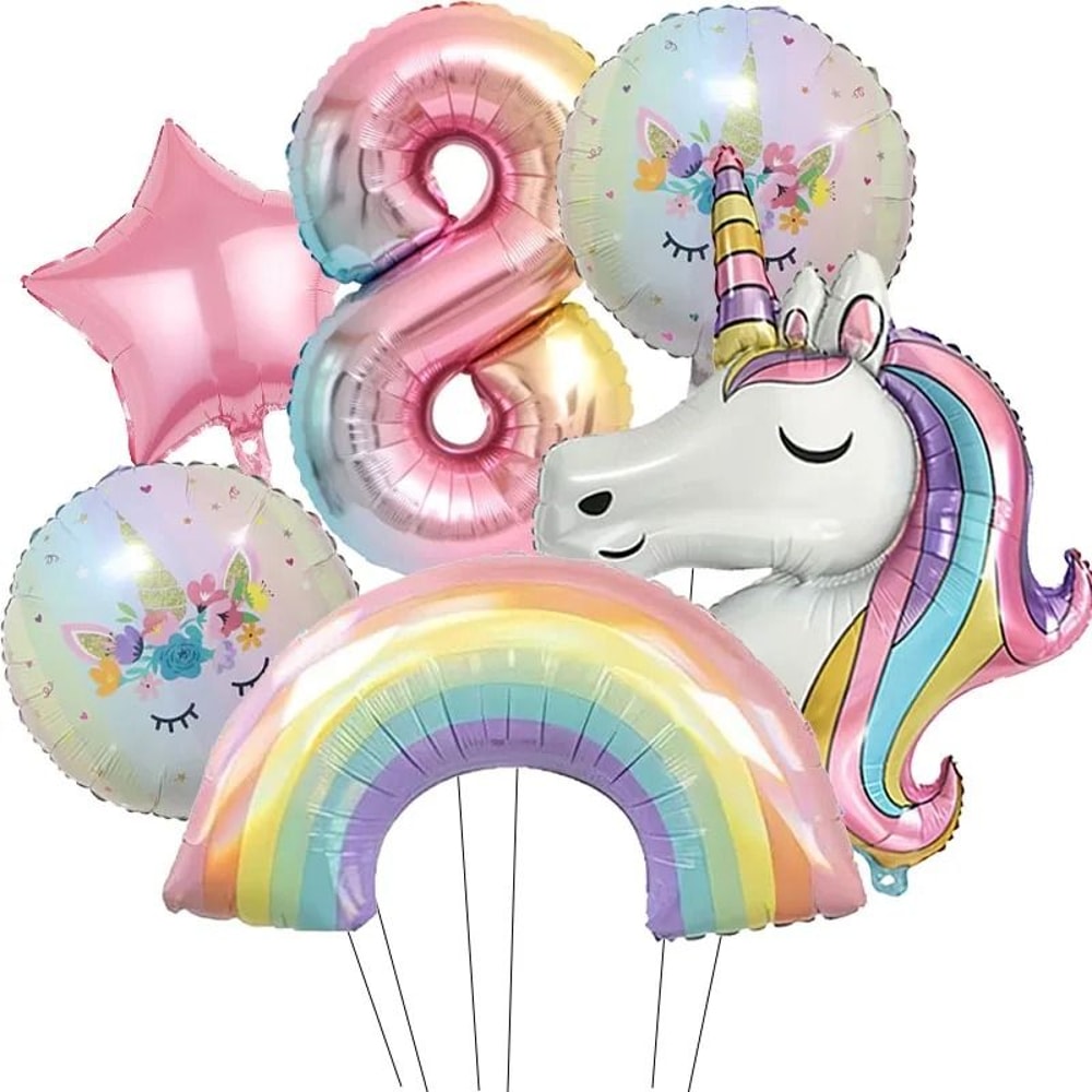 32Inch Rainbow Unicorn Gradient Number Balloon 12
