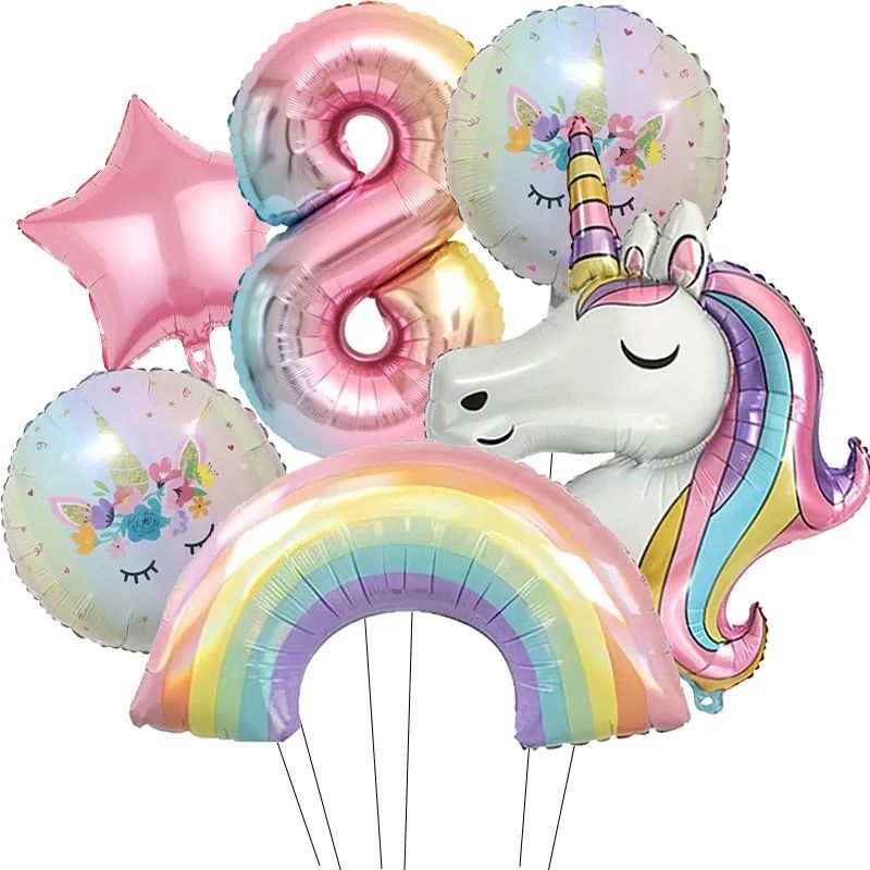 32Inch Rainbow Unicorn Gradient Number Balloon 12
