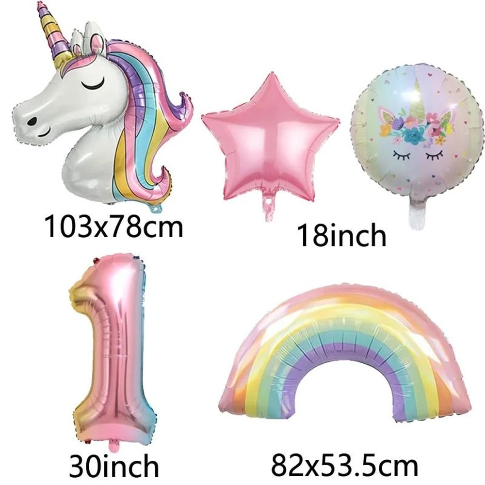 32Inch Rainbow Unicorn Gradient Number Balloon 1