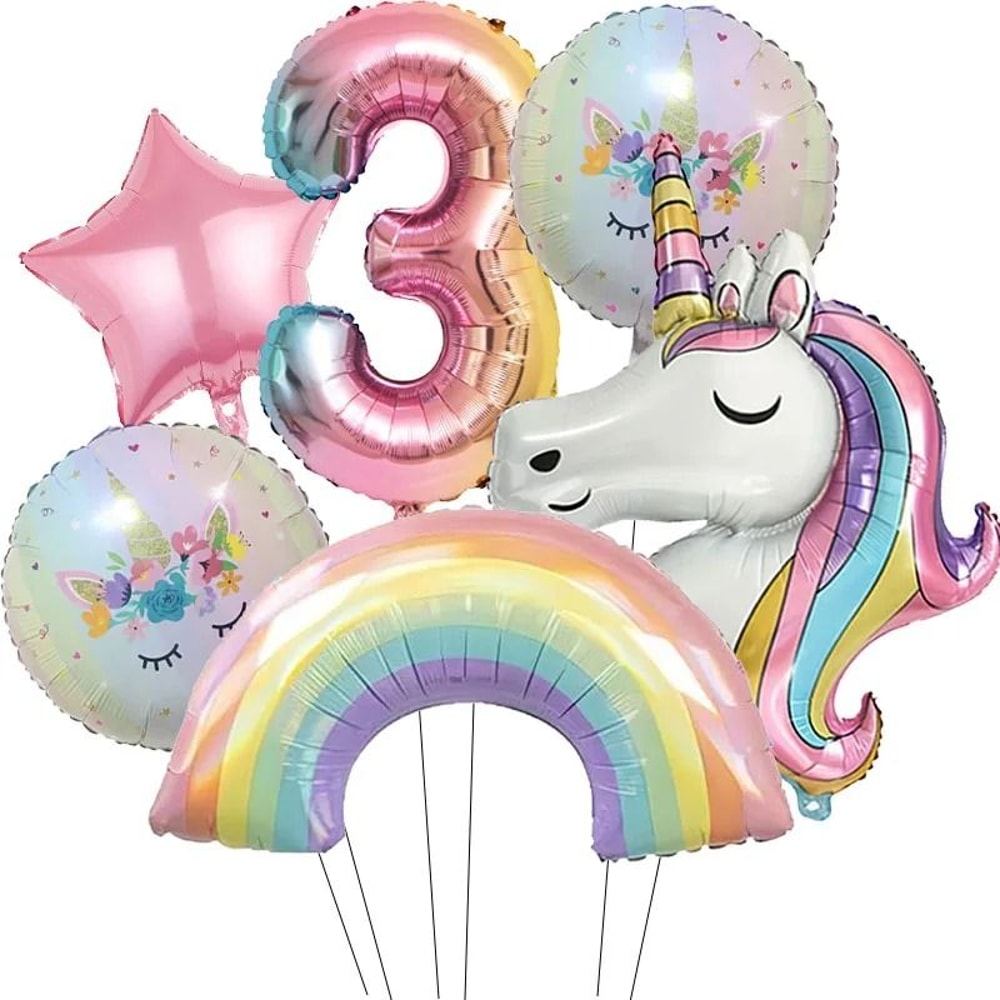 32Inch Rainbow Unicorn Gradient Number Balloon 4