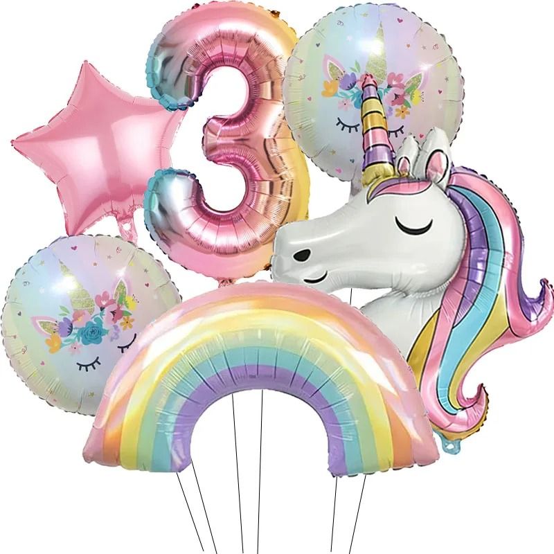 32Inch Rainbow Unicorn Gradient Number Balloon 4