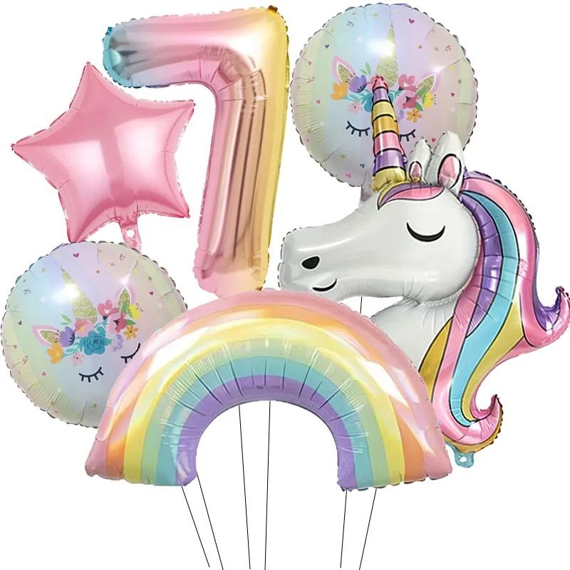 32Inch Rainbow Unicorn Gradient Number Balloon 5
