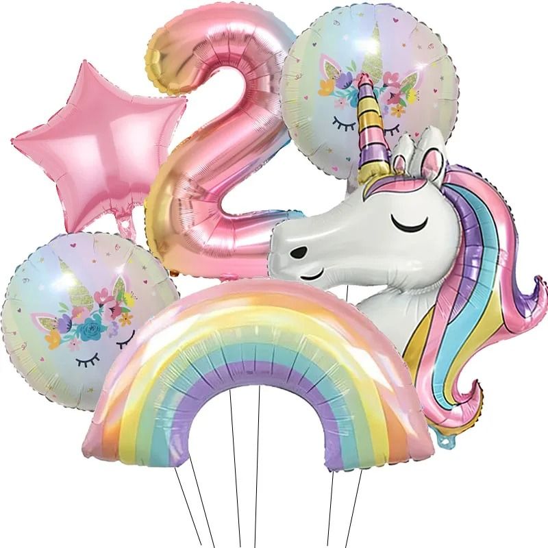 32Inch Rainbow Unicorn Gradient Number Balloon 7