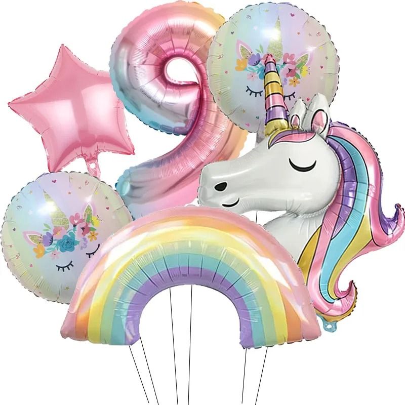 32Inch Rainbow Unicorn Gradient Number Balloon 13