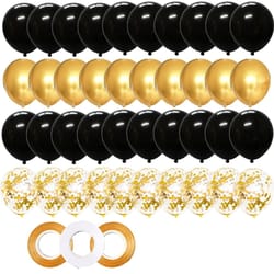 43-piece gold & black confetti latex balloon set